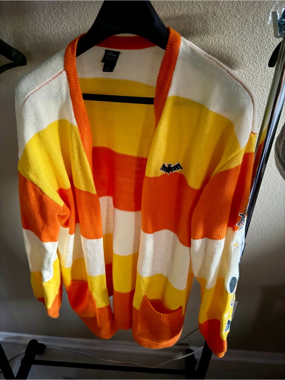 Disney Striped Open-Front Cardigan Sweater - Orange, Yellow & White